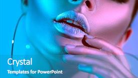  Presentation with blue neon - Audience pleasing PPT layouts consisting of high fashion model metallic silver backdrop and a teal colored foreground