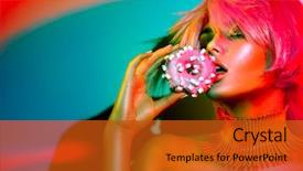  Presentation with studio lights - Slide set having high fashion model woman posing background and a crimson colored foreground