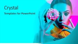  Presentation with haircut - PPT theme enhanced with high fashion model woman posing background and a white colored foreground