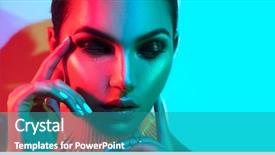  Presentation with studio lights - Colorful PPT layouts enhanced with high fashion model woman backdrop and a teal colored foreground