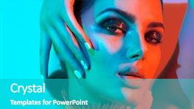  Presentation with studio lights - Presentation with high fashion model woman background and a teal colored foreground