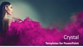  Presentation with girl model - PPT theme with high fashion woman in purple background and a violet colored foreground