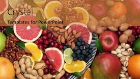  Presentation with protein food - Presentation featuring high fibre health food background with fruit and nuts super foods also high in antioxidants anthocyanins vitamins protein and omega 3 flat lay background and a gold colored foreground