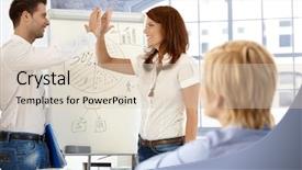  Presentation with high performance teams - Slide deck consisting of high five after successful presentation background and a lemonade colored foreground