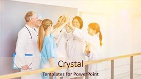  Presentation with motivation employee - Slides having high five team for motivation background and a lemonade colored foreground
