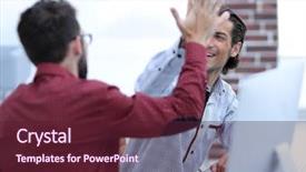  Presentation with win - Slides with high five to his partner background and a  colored foreground