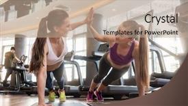  Presentation with beautiful black women smiling - Slide set consisting of high five while practicing basic background and a coral colored foreground