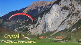  Presentation with paragliding - Amazing PPT theme having high fliers - paragliding in the swiss alps backdrop and a tawny brown colored foreground