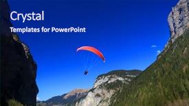  Presentation with paragliding - Beautiful slide deck featuring high fliers - paragliding in the swiss alps backdrop and a dark gray colored foreground