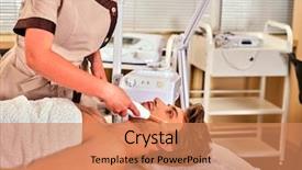  Presentation with high frequency - Slide deck featuring high frequency machine in spa background and a coral colored foreground