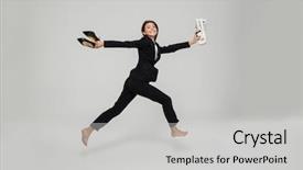  Presentation with running shoes - Slide deck with high heel shoes and newspaper background and a light gray colored foreground
