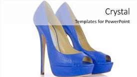  Presentation with shoes - Presentation having high heels - blue shoes isolated background and a white colored foreground