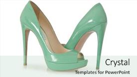 Presentation with shoes - Presentation enhanced with high heels - woman green shoes isolated background and a mint green colored foreground