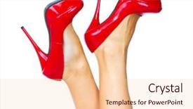  Presentation with sexy - Amazing PPT theme having high heels - woman legs with a red backdrop and a lemonade colored foreground