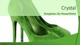  Presentation with jade green - Audience pleasing slides consisting of high heels footwear - green shoes backdrop and a mint green colored foreground