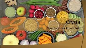  Presentation with health balance - Audience pleasing slides consisting of high in omega 3 antioxidant backdrop and a gold colored foreground