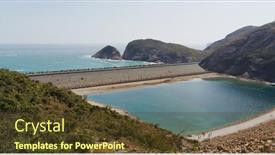  Presentation with hong kong - PPT theme featuring high-island-reservoir-in-hong background and a tawny brown colored foreground