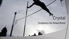  Presentation with pole vault - Amazing presentation having high jump - silhouetted athlete clearing the bar backdrop and a light gray colored foreground