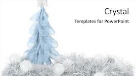  Presentation with sparkly - Slide set enhanced with high key image of a sparkly simulated christmas tree in silver surrounded by silver garland and frosty white balls on a white background background and a white colored foreground
