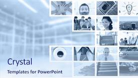  Presentation with nervous system senses - Beautiful theme featuring high level - nervous businessman peeking over desk backdrop and a sky blue colored foreground