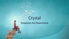  Presentation with high level - Beautiful PPT theme featuring high level - young girl sitting on stack backdrop and a light blue colored foreground