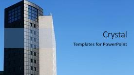  Presentation with buildings - Presentation enhanced with high modern buildings on a background of the blue sky background and a light blue colored foreground