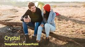  Presentation with tent - Beautiful PPT theme featuring high mountain tea - couple near the tent sitting backdrop and a tawny brown colored foreground