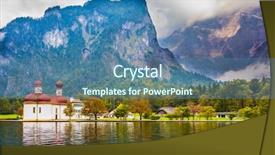  Presentation with lake - Beautiful theme featuring high mountains he picturesque church backdrop and a ocean colored foreground