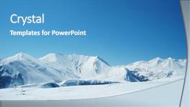  Presentation with snow mountain - Colorful presentation theme enhanced with image of little boy in pilots helmet playing with toy airplane against clouds background backdrop and a light gray colored foreground