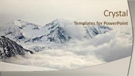  Presentation with snow mountain - Slides having ancient brick house background and a violet colored foreground