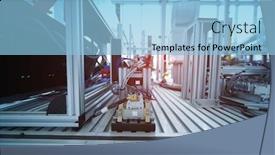  Presentation with manufacturing process - Slide deck with high-performance-automatic-manufacturing-assembly background and a light blue colored foreground