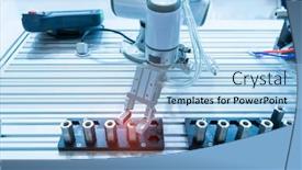  Presentation with manufacturing process - Beautiful PPT theme featuring high-performance-automatic-manufacturing-assembly backdrop and a light blue colored foreground