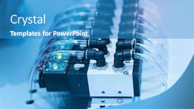  Presentation with production line - Beautiful presentation featuring high-performance-automatic-manufacturing-assembly backdrop and a teal colored foreground