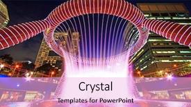  Presentation with show - Presentation design consisting of high performance building - fountain show at fountain background and a lavender colored foreground