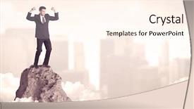  Presentation with win win in business - Theme with high performance building - professional winner business person standing background and a cream colored foreground