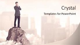  Presentation with mountain top - Beautiful slide deck featuring high performance building - professional winner business person standing backdrop and a cream colored foreground