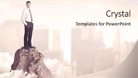  Presentation with mountain top - PPT layouts featuring high performance building - professional winner business person standing background and a cream colored foreground
