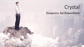  Presentation with successful - PPT theme enhanced with high performance building - young successful happy businessman standing background and a sky blue colored foreground