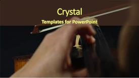  Presentation with instrument - Audience pleasing PPT theme consisting of high performance culture - professional cellist playing her cello backdrop and a tawny brown colored foreground