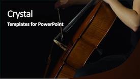  Presentation with instrument - Cool new PPT theme with high performance culture - professional cellist playing her cello backdrop and a black colored foreground