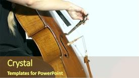  Presentation with instrument - PPT layouts featuring high performance culture - professional cellist playing her cello background and a tawny brown colored foreground