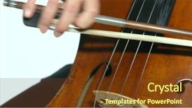  Presentation with instrument - Amazing PPT layouts having high performance culture - professional cellist playing her cello backdrop and a tawny brown colored foreground