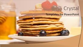  Presentation with blueberry - Beautiful slide deck featuring high pile of delicious pancakes with blueberry backdrop and a coral colored foreground