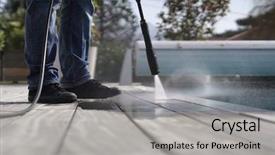  Presentation with cleaning - Presentation design having high pressure washer cleaning deck background and a light gray colored foreground