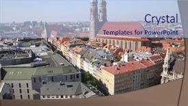  Presentation with lady - Presentation theme with high priest - panorama of munich with cathedral background and a light blue colored foreground
