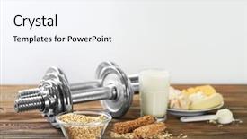  Presentation with protein food - Audience pleasing PPT layouts consisting of high protein food and powder backdrop and a sky blue colored foreground