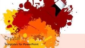  Presentation with paint high - PPT theme consisting of high res jpeg - colorful paint on a white canvas with a paintbrush background and a gold colored foreground