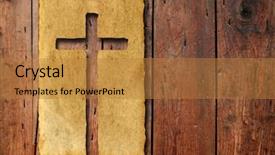 Presentation with old wood - Colorful presentation theme enhanced with high resolution christian cross cut backdrop and a gold colored foreground