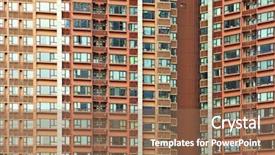  Presentation with hong kong - Audience pleasing PPT theme consisting of high rise - hong kong home building backdrop and a violet colored foreground