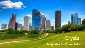  Presentation with houston - Presentation theme having high rise building - houston texas skyline with modern background and a tawny brown colored foreground